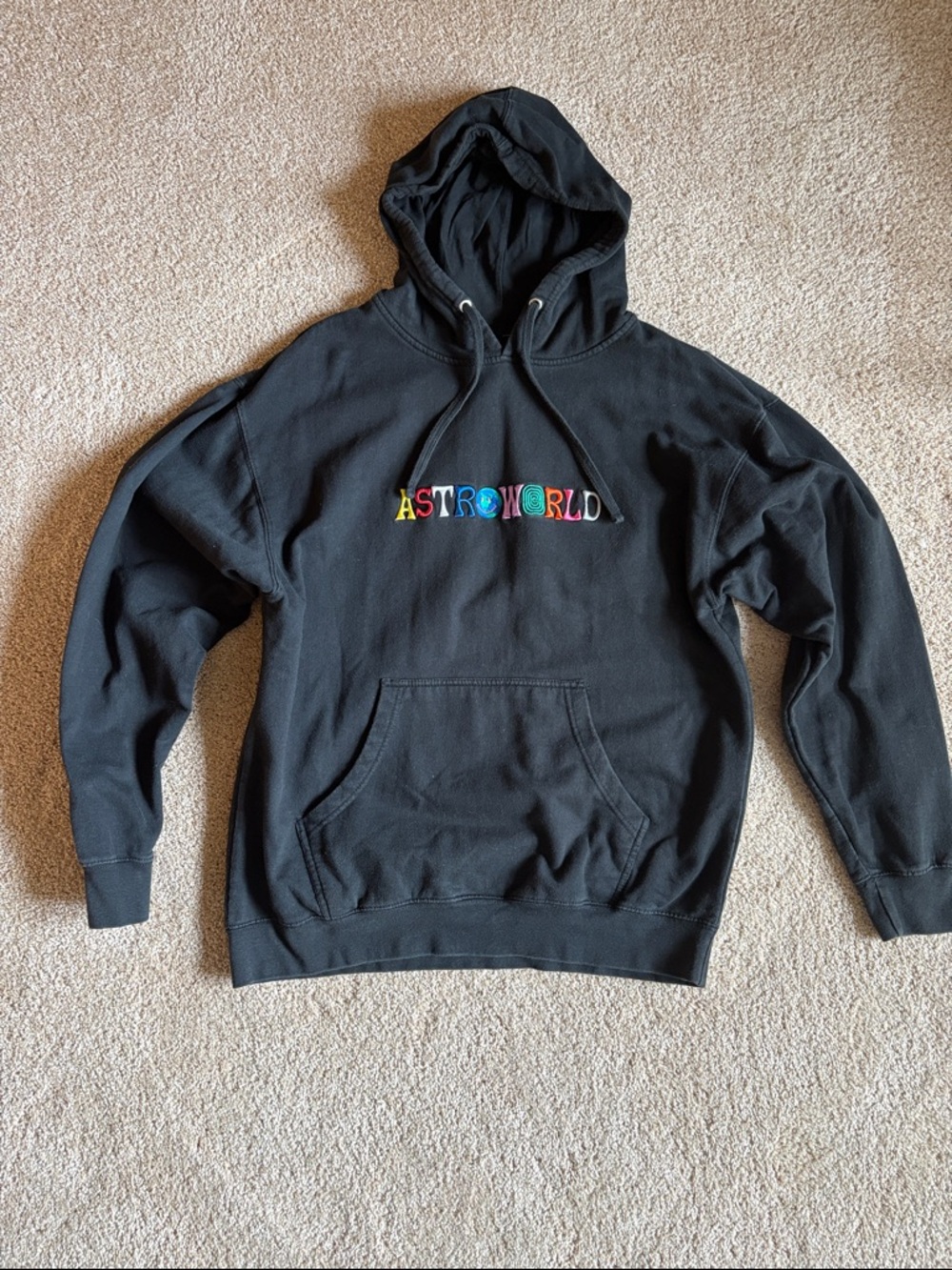 Astroworld Black Logo Embroidered Hoodie